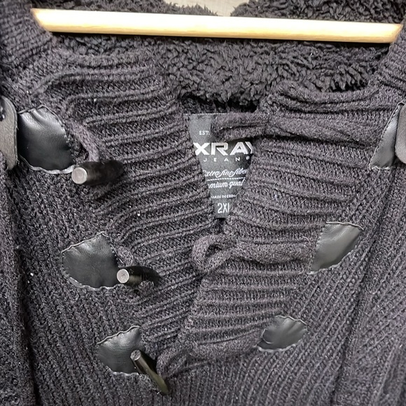 Men’s 2XL X-Ray Black Hooded Cable Knit Sweatshirt/Sweater - Picture 5 of 6